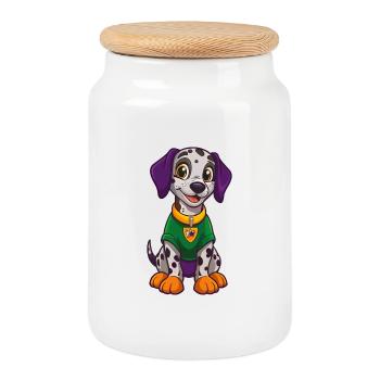Dalmatiner Hund Lustige Kawaii Zeichentrickfigur - Keksdose mit Holzdeckel - Weiß - Vorne