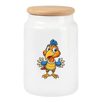 Dodo Mignon Personnage De Dessin Animé Kawaii Clipart - Boîte à biscuits avec couvercle en bois - blanc - Devant