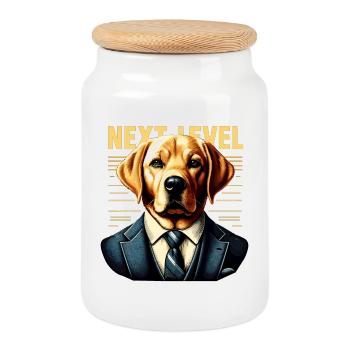 Dudley Labrador Suit Next Level Dog Gift - Boîte à biscuits avec couvercle en bois - blanc - Devant