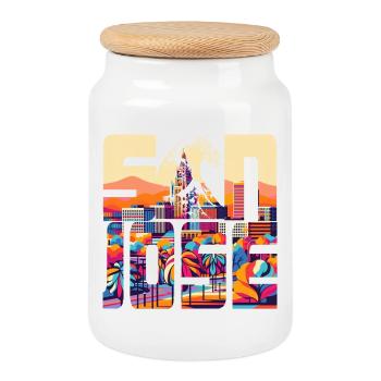 SAN JOSE - Cookie Jar with Wooden Lid - white - Front