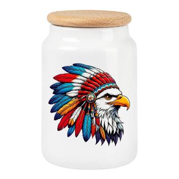 Aigle amérindien Peaux rouges américaines - Boîte à biscuits avec couvercle en bois - blanc - Devant