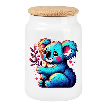 Koala - Cookie Jar with Wooden Lid - white - Front