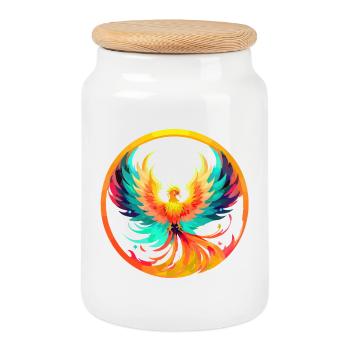Phoenix Phönix - Boîte à biscuits avec couvercle en bois - blanc - Devant