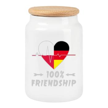 Polen und Deutschland 100% Freundschaft - Keksdose mit Holzdeckel - Weiß - Vorne