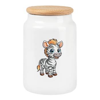 Zebra Niedliche Zeichentrickfigur Kawaii Clipart - Keksdose mit Holzdeckel - Weiß - Vorne