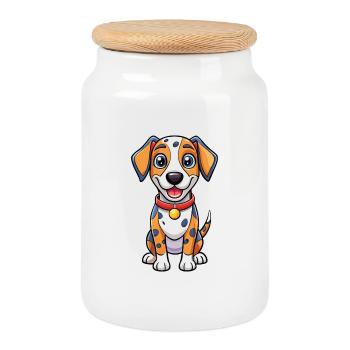 Dogue Allemand Chien Dessin Animé Personnage Kawaii Clipart - Boîte à biscuits avec couvercle en bois - blanc - Devant