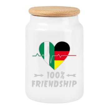 Nigeria and Germany 100% friendship - Cookie Jar with Wooden Lid - white - Front