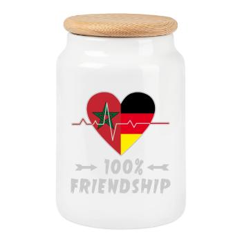 100% amitié entre le Maroc et l'Allemagne - Boîte à biscuits avec couvercle en bois - blanc - Devant