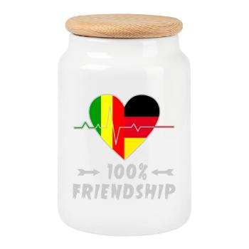 100 % amitié entre le Mali et l'Allemagne - Boîte à biscuits avec couvercle en bois - blanc - Devant