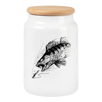 Fish of life! - Fishing Tshirt Zander Attack 2 - Cookie Jar with Wooden Lid - white - Front