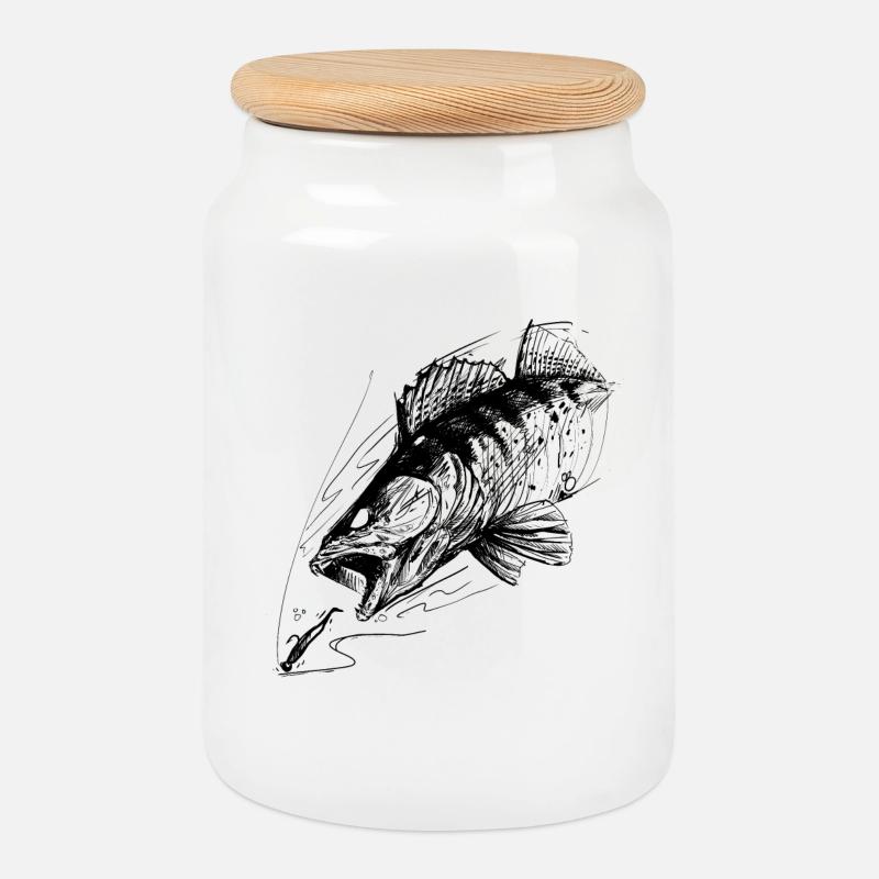 Fisch des Lebens! - Angeltshirt Zanderangriff 2 - Keksdose mit Holzdeckel - Weiß