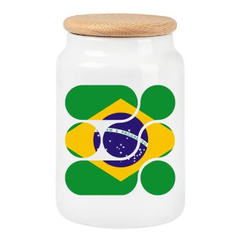 OCHOOO - Brésil - Boîte à biscuits avec couvercle en bois - blanc - Devant