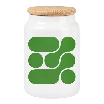 OCHOOO - VERT - Boîte à biscuits avec couvercle en bois - blanc - Devant