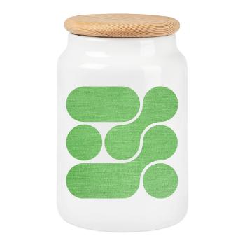 OCHOOO - GREEN - Cookie Jar with Wooden Lid - white - Front
