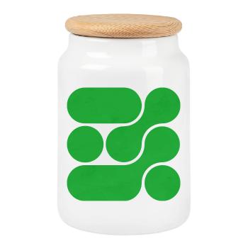 OCHOOO - VERT - Boîte à biscuits avec couvercle en bois - blanc - Devant