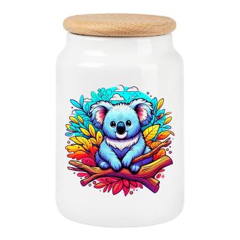Koala - Cookie Jar with Wooden Lid - white - Front