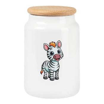 Zebra Niedliche Zeichentrickfigur Kawaii Clipart - Keksdose mit Holzdeckel - Weiß - Vorne