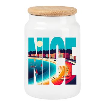Schöne, farbenfrohe Panoramabilder - Keksdose mit Holzdeckel - Weiß - Vorne