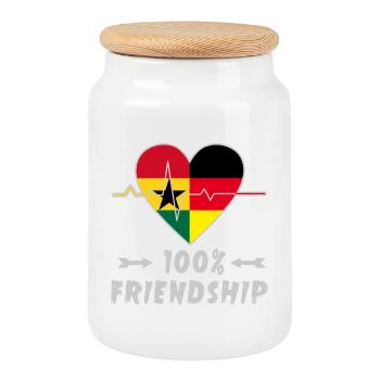 Le Ghana et l'Allemagne, une amitié à 100 % - Boîte à biscuits avec couvercle en bois - blanc - Devant