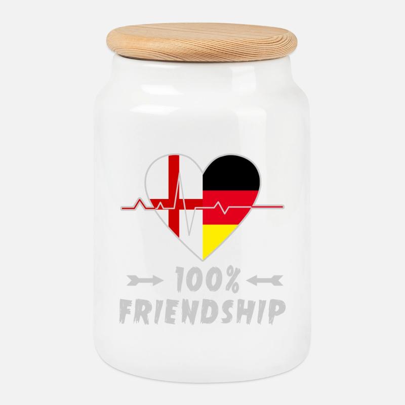 England und Deutschland 100% Freundschaft - Keksdose mit Holzdeckel - Weiß