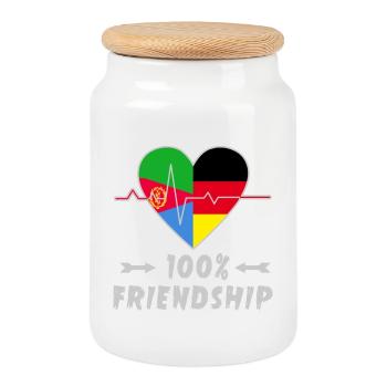 Eritrea and Germany 100% friendship - Cookie Jar with Wooden Lid - white - Front