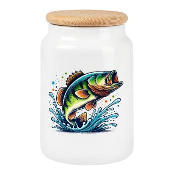 Grosse basse - Boîte à biscuits avec couvercle en bois - blanc - Devant