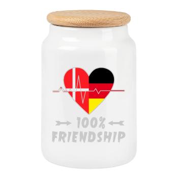 Le Danemark et l'Allemagne : amitié à 100 % - Boîte à biscuits avec couvercle en bois - blanc - Devant