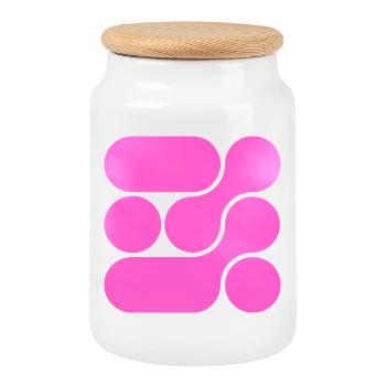 OCHOOO - Hard PInk - Boîte à biscuits avec couvercle en bois - blanc - Devant