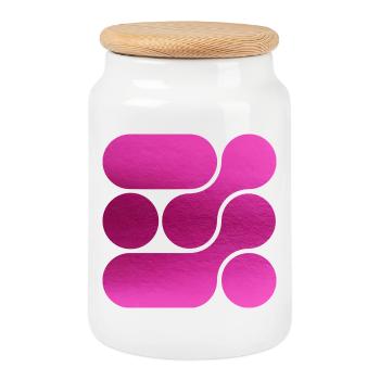 OCHOOO - PINK - Cookie Jar with Wooden Lid - white - Front