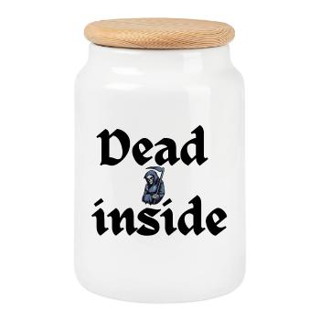 Skeleton Gift - Cookie Jar with Wooden Lid - white - Front
