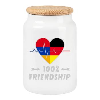 L'Arménie et l'Allemagne : amitié à 100 % - Boîte à biscuits avec couvercle en bois - blanc - Devant