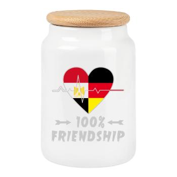 Ägypten und Deutschland 100% Freundschaft - Keksdose mit Holzdeckel - Weiß - Vorne