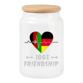 Afghanistan and Germany 100% friendship - Cookie Jar with Wooden Lid - white - Front