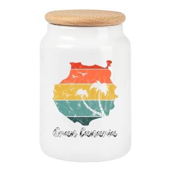 Gran Canaria carte contour Îles Canaries rétro vintage - Boîte à biscuits avec couvercle en bois - blanc - Devant
