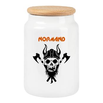 Normand - Boîte à biscuits avec couvercle en bois - blanc - Devant