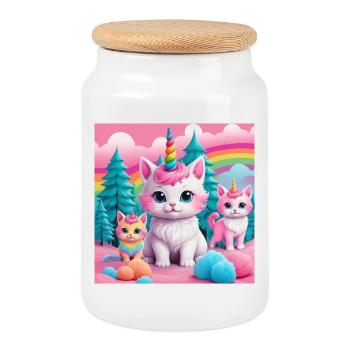 Unicorn Kittens - Cookie Jar with Wooden Lid - white - Front