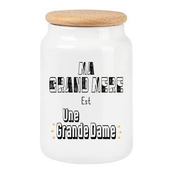 Ma Grand Mère Est Une Grande Dame - Boîte à biscuits avec couvercle en bois - blanc - Devant