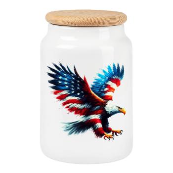 Adler Flagge USA USA Amerikanisch - Keksdose mit Holzdeckel - Weiß - Vorne