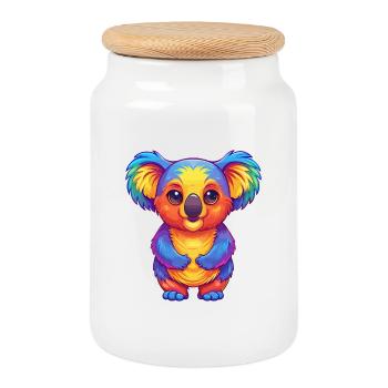 Koala Bunte Kawaii Cartoon Figur Clipart - Keksdose mit Holzdeckel - Weiß - Vorne