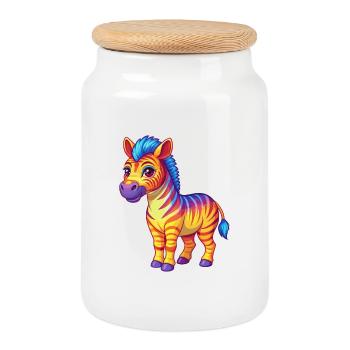 Zebra Bunte Kawaii Cartoon Figur Clipart - Keksdose mit Holzdeckel - Weiß - Vorne