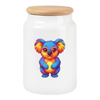 Koala Bunte Kawaii Cartoon Figur Clipart - Keksdose mit Holzdeckel - Weiß - Vorne