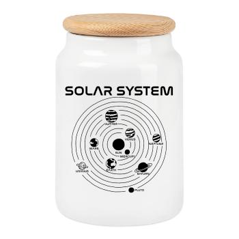 Carte du système solaire (noir) - Boîte à biscuits avec couvercle en bois - blanc - Devant