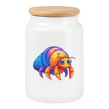 Einsiedlerkrebs Bunt Kawaii Cartoon Meerestier - Keksdose mit Holzdeckel - Weiß - Vorne