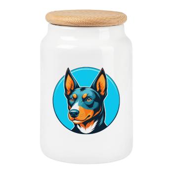 Australischer Kelpie Hund Niedliches Kawaii Cartoon Haustier Logo - Keksdose mit Holzdeckel - Weiß - Vorne