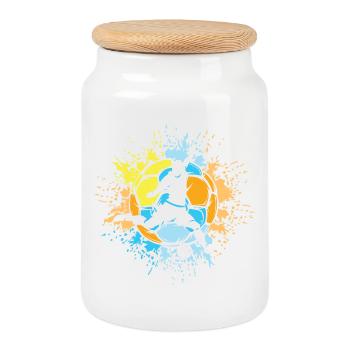 Football Couleur Explosion Joueur Soleil Couleurs Vives - Boîte à biscuits avec couvercle en bois - blanc - Devant