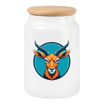 Impala süße Kawaii Cartoon Clipart Tier Haustier Logo - Keksdose mit Holzdeckel - Weiß - Vorne