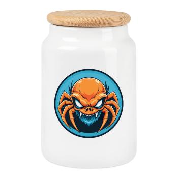 araignée mignon kawaii dessin animé clipart animal animal logo - Boîte à biscuits avec couvercle en bois - blanc - Devant