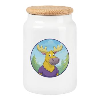Elch Niedliche Kawaii Cartoon Clipart Tier Haustier - Keksdose mit Holzdeckel - Weiß - Vorne