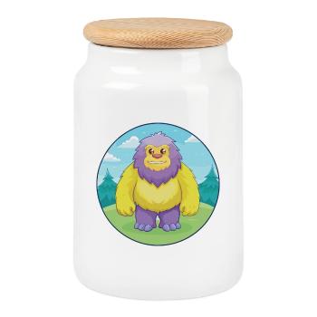 Yeti Niedliche Kawaii Cartoon Clipart Tier Haustier - Keksdose mit Holzdeckel - Weiß - Vorne