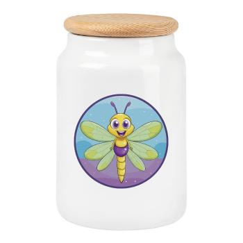 Libelle Niedliche Kawaii Cartoon Clipart Tier Haustier - Keksdose mit Holzdeckel - Weiß - Vorne